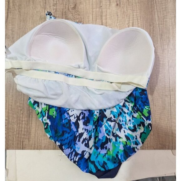 Liz Claiborne Womens Size 22WBlue & Green Tankini Swim Top Nylon/Spandex - Picture 5 of 8